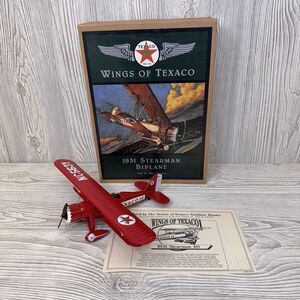 Wings of Texaco 1931 Stearman Biplane DIE-CAST METAL BANK Red 3rd in Series